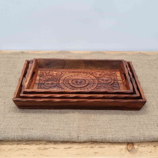 hand cared tray set