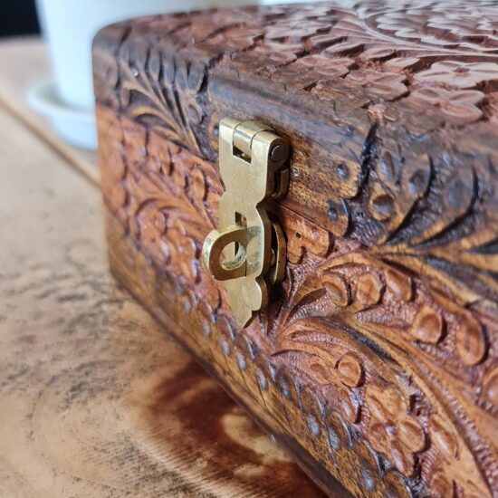 hand carved vintage trunk